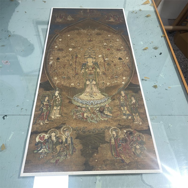 南宋 千手千眼観世音菩薩 仏教美術 仏像 仏画 絹本 東洋画 中堂画 掛け物 未表装 zhzx072拍卖