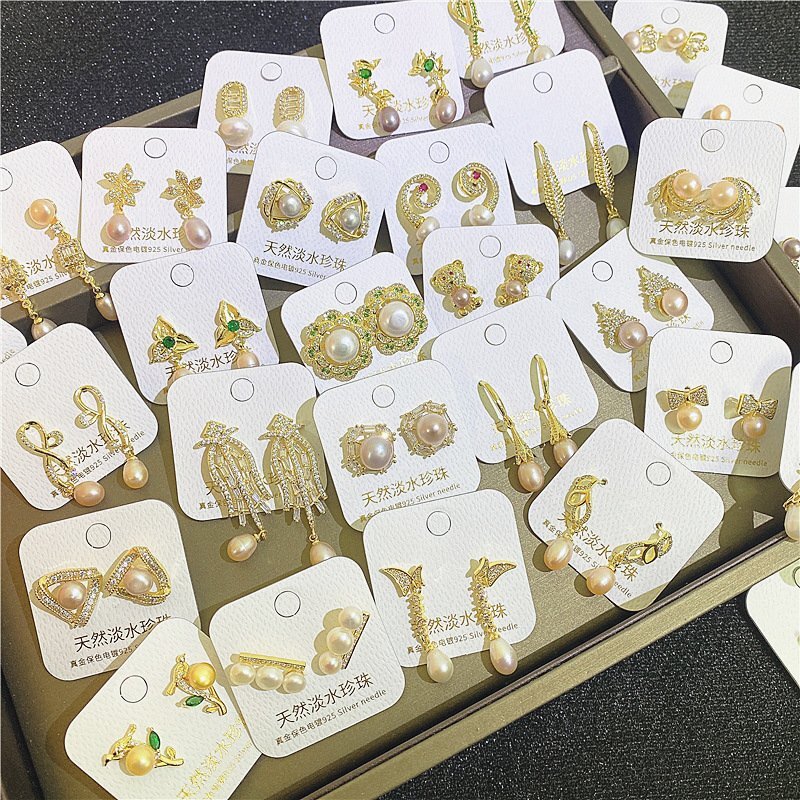 淡水真珠 天然淡水真珠ネックレス 金メッキジルコン 鎖骨チェーン ランダムスタイル-25ペア拍卖