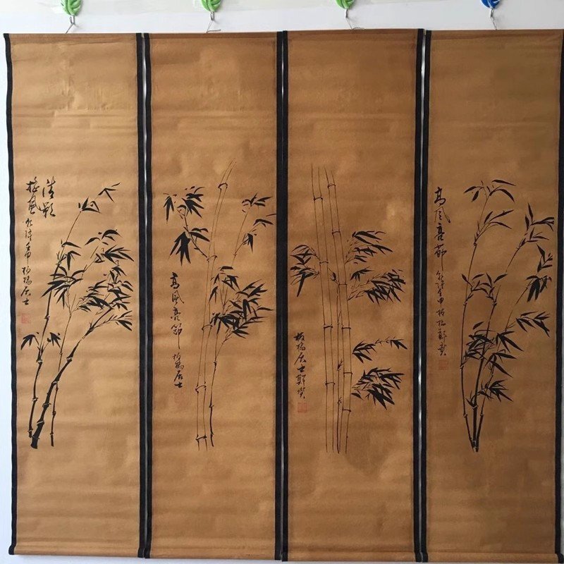 中国書画 四条屏絵 掛軸 掛絵 書画立軸 巻き物 古董品 中堂画 装飾 中国美術品 巻物 収蔵品 コレクション fgzh019拍卖