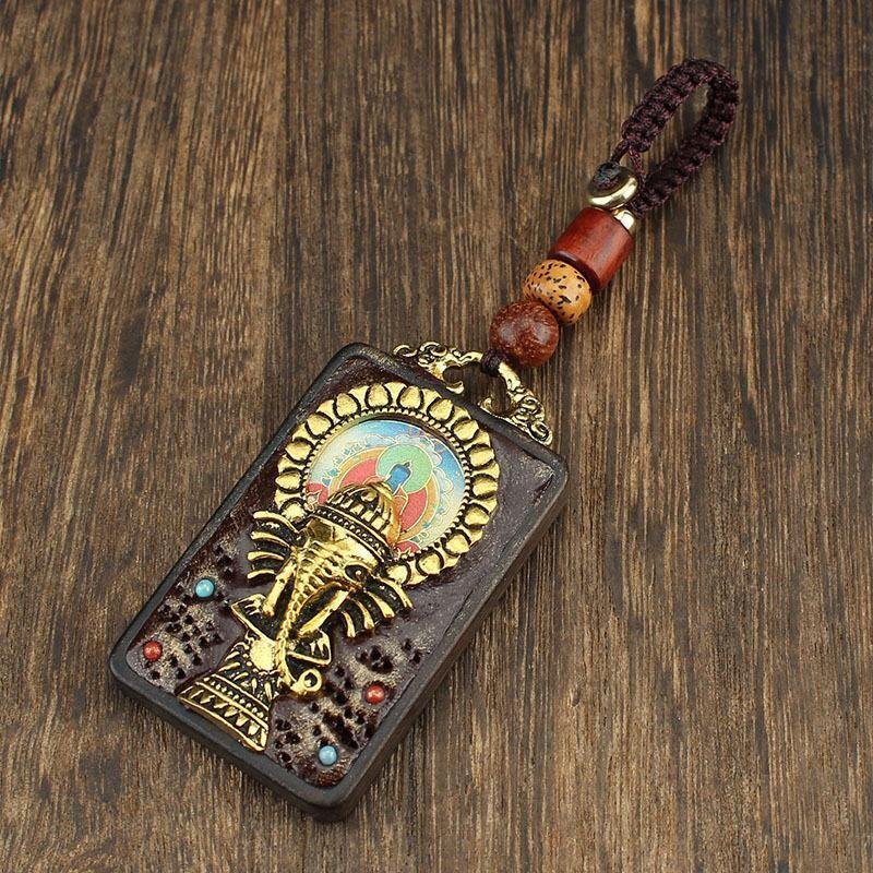 御守り ネパール 東密チベット式 ドンカー 仏牌 プレート 天眼 ストラップ 天然石使用 キーホルダー 密教 風水 魔除け 手作業 ZH1667拍卖