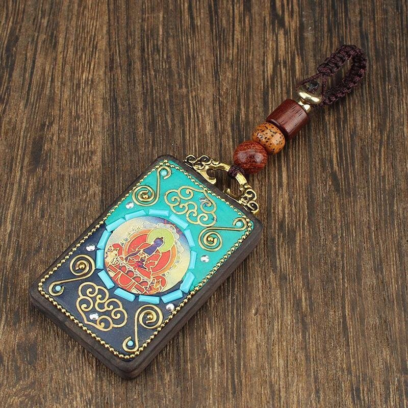 御守り ネパール 東密チベット式 ドンカー 仏牌 プレート 天眼 ストラップ 天然石使用 キーホルダー 密教 風水 魔除け 手作業 ZH1669拍卖