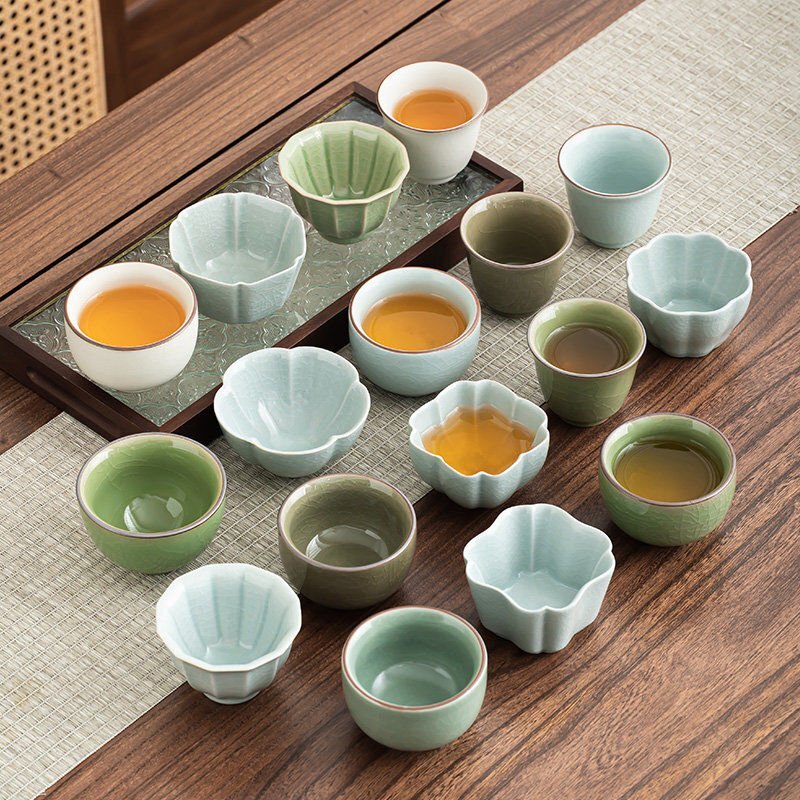 中国茶器6点セット 訳あり 在庫処分 傷あり 茶杯 窯変 汝窯 茶飲み 湯飲み笠形茶碗 茶道具お茶碗 中国茶道磁器 絵柄ランダム簡易包装ZH1782拍卖