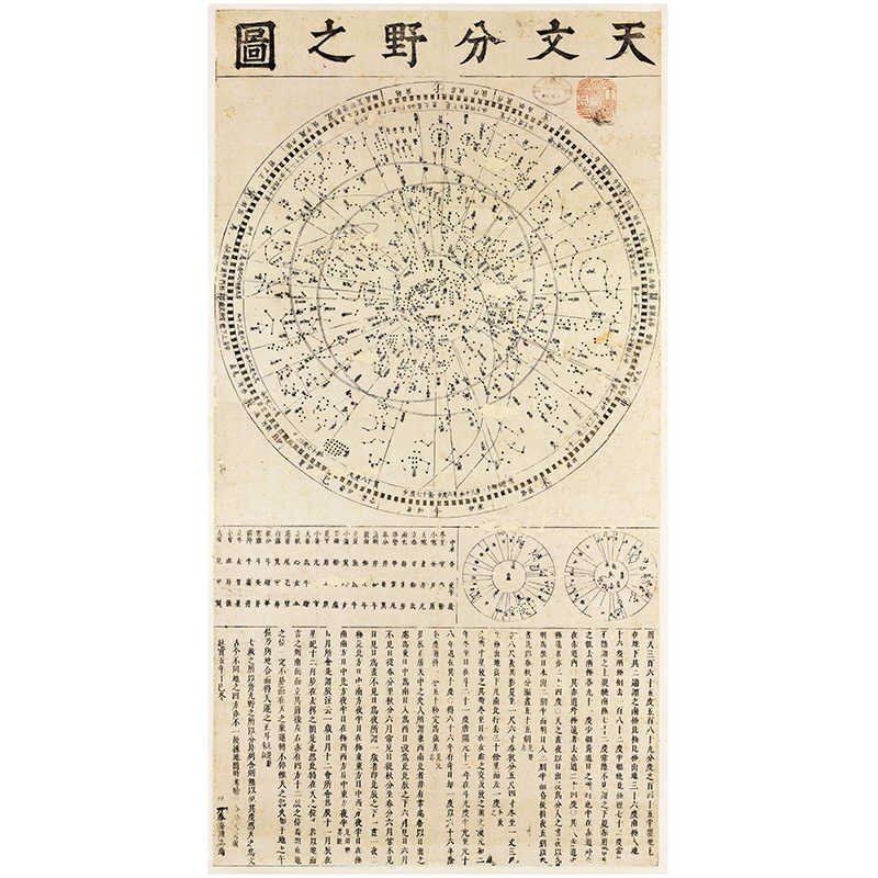 天文分野の図 日本保井春海 絹布 絹本画芯 装飾 掛け軸 東洋画 未表装拍卖