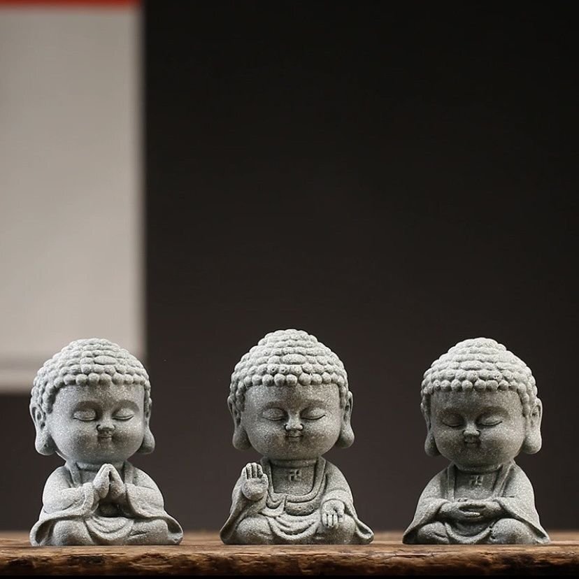 可愛い如来像3点セット 青砂石 キュート 如来像 如来坐像 仏像 仏教美術 インテリア 置物 鑑賞 装飾 簡易包装 zh1694拍卖
