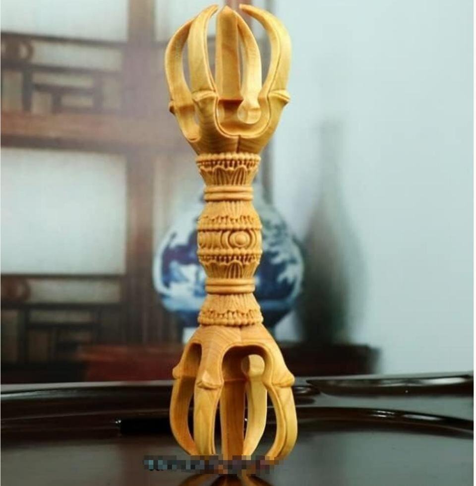 金剛杵 仏具 密教法具 五鈷杵木彫仏具 ごこしょ 寺院仏具 手道具 ツゲの木製 Size : 15CM拍卖