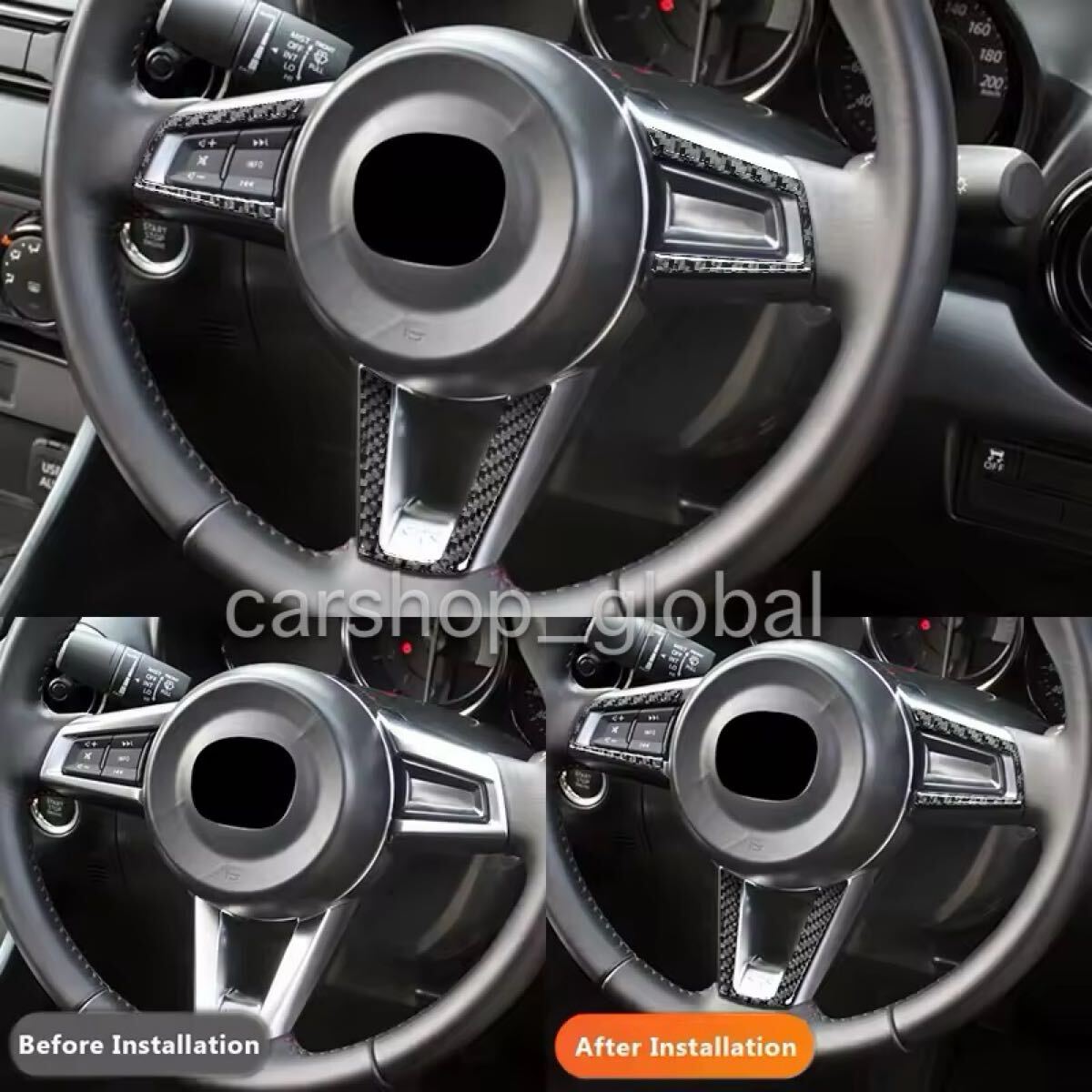 マツダ ND ロードスター カーボン ステアリング ハンドル パネル フレーム トリム ステッカー デカール S/NR-A/RS/990S/1.5S等拍卖