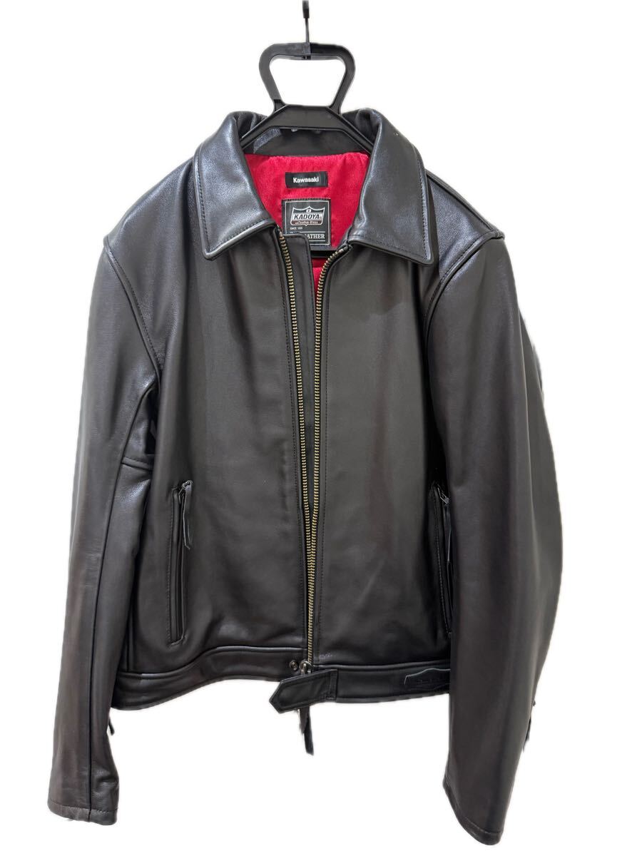 【未着用限定品】KADOYA Kawasaki レザージャケット TCR2K ライダースジャケット 3L 牛革 カドヤ拍卖