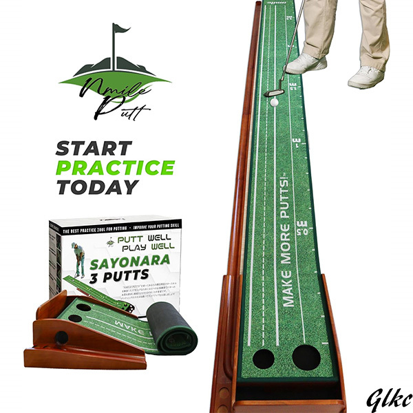 【スキルを向上させたい方にぴったりなパター練習マット】 パターマット ゴルフ トレーニング 自動返球機能 3m 初心者 上級者拍卖