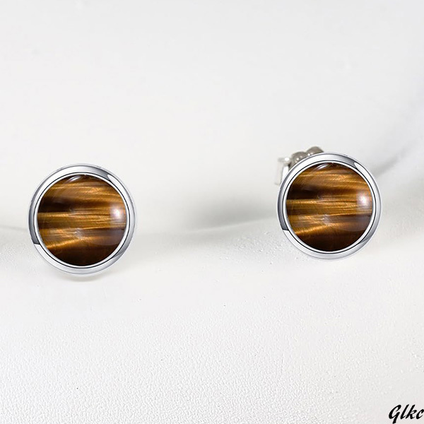 【スタッドタイプで耳にフィットしやすく日常使いに便利】 タイガーアイピアス シルバー925 金属アレルギー対応 パワーストーン拍卖