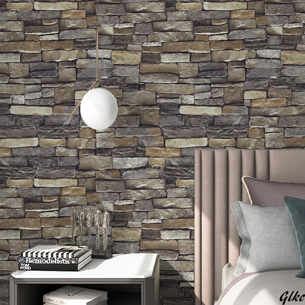 【防汚・防カビ・耐熱機能で清潔に使える】 壁紙シール レンガ調 幅60cm×長さ10m リメイクシート つや消し レンガ-ダークグレー拍卖