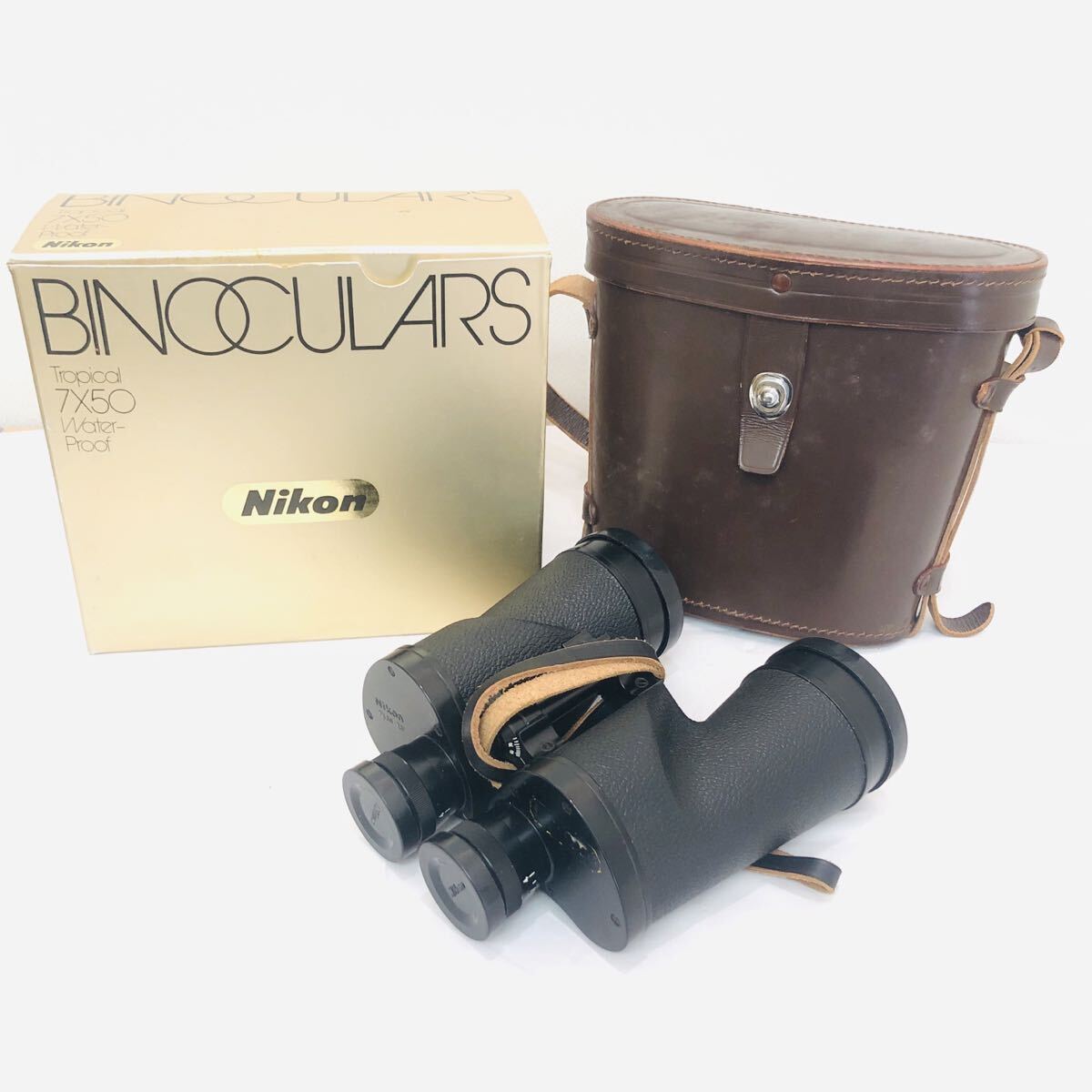 1円 Nikon ニコン 双眼鏡 BINOCULARS tropical 7x 50 7.3° トロピカル ウォータープルーフ 箱 ケース拍卖