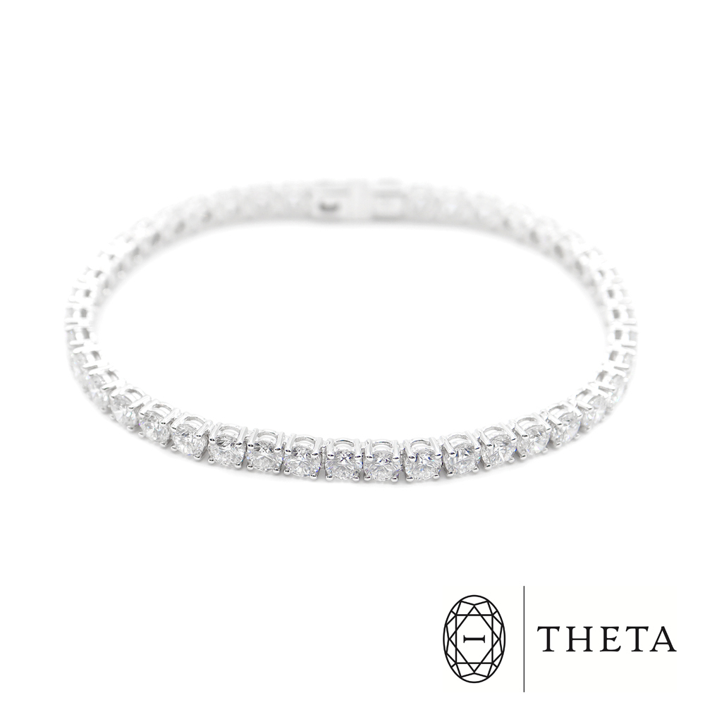 THETA テータ イタリア製 ラボグロウン ダイヤモンド テニス ブレスレット 9.89ct F+ カラー VVS1クラス Au750 K18WG拍卖