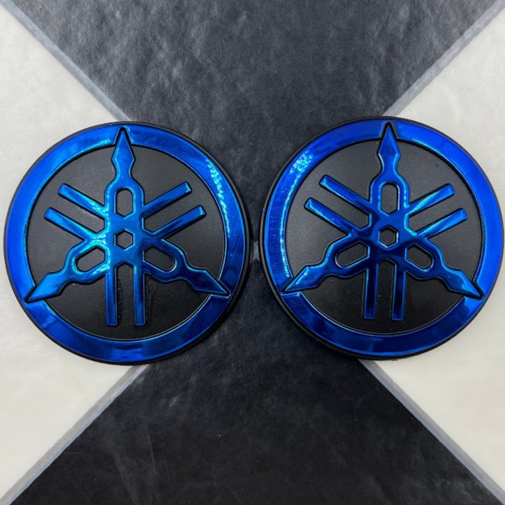 YAMAHA青ヤマハ音叉マークエンブレムステッカーblue2枚SET/検XJ400 XJ400D XJR400 SR500 RZ250 RZ350 SR400 旧車 レア ヨシムラ拍卖