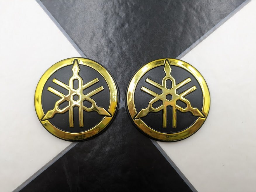 YAMAHA ヤマハ音叉マークエンブレムステッカー ゴールド2枚SET/検XJ400 XJ400D XJR400 SR500 RZ250 RZ350 SR400 旧車 レア ヨシムラ拍卖