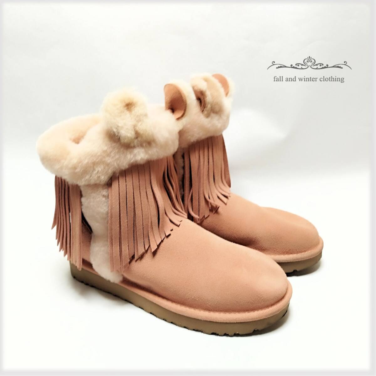 【展示品未使用】ugg アグ *レア♪耳つき♪Darlala Classic Fleece ダーララクラシックフリース ムートン ショートブーツ♪ピンク8・25cm拍卖