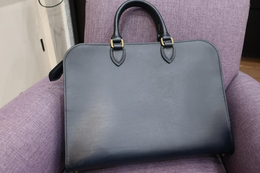 SOLO 三宅縫製所 ハンドメイド ブリーフケース ビジネスバッグ ネイビー ブッテーロレザー拍卖