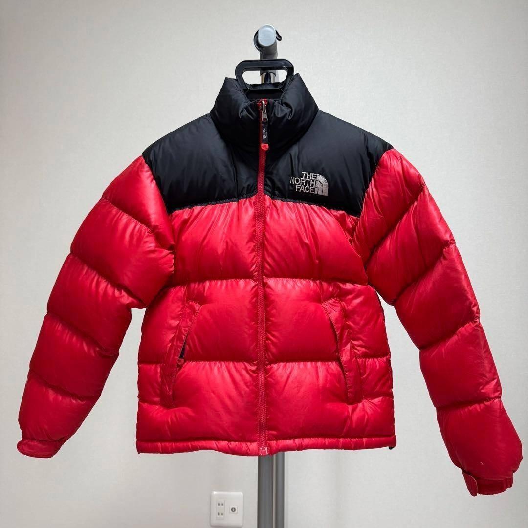 THE NORTH FACE ヌプシ ダウンジャケット 700FP 赤×黒 Sサイズ 希少カラー 防寒 軽量 人気モデル 刺繍ロゴ 男女 レディース メンズ拍卖