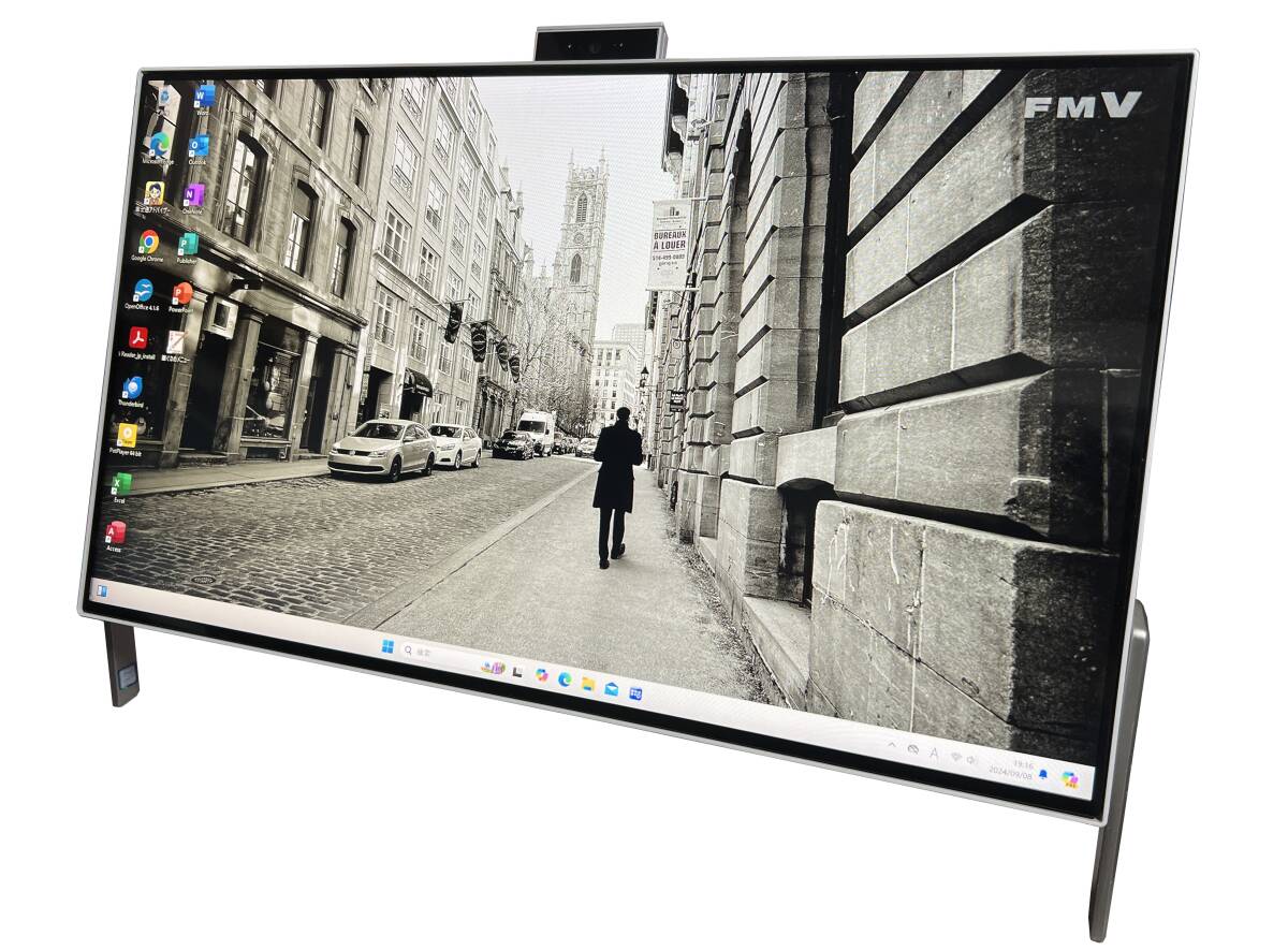 良品 第7世代 Core i3-7100U メモリ8GB◆SSD256GB+HDD1TB 23.8型狭額縁 一体型PC Win11/Office2021Pro/WEBカメラ/FUJITSU WF1/B1拍卖