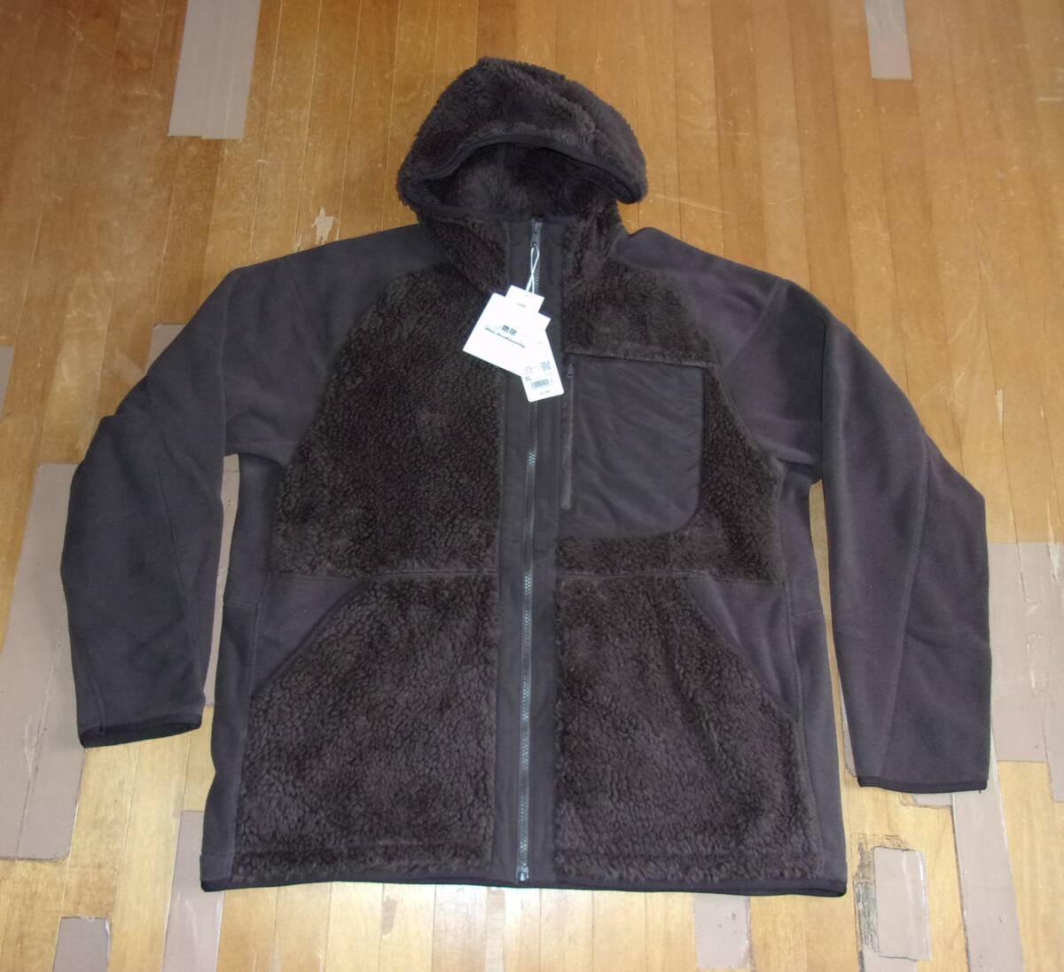 ユニクロ/ホワイトマウンテニアリング UNIQLO/White Mountaineering フリースフルジップパーカ 新品未使用 サイズXL ダークブラウン拍卖