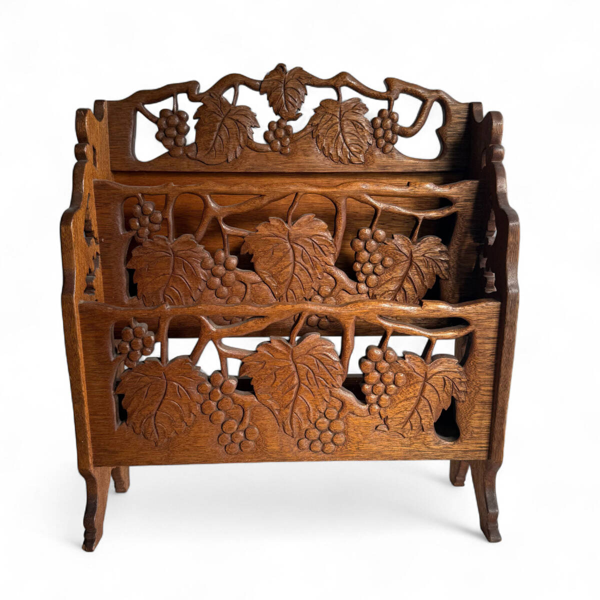 M7-1539 木製 木彫り スリッパラック 葡萄 彫刻 拍卖