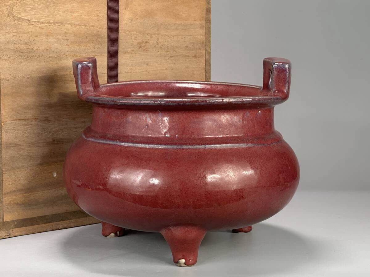 UN10-5 中国美術 清時代 清朝 鈞窯 鈞釉 大香炉 時代 古物 唐物拍卖