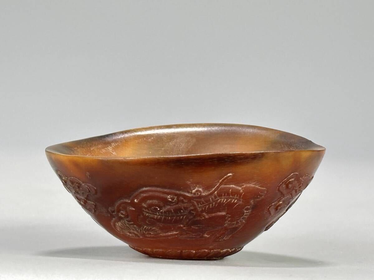 UN11-19Z 中国美術 煎茶道具 龍文杯 煎茶碗 盃 天然素材 時代 唐物拍卖