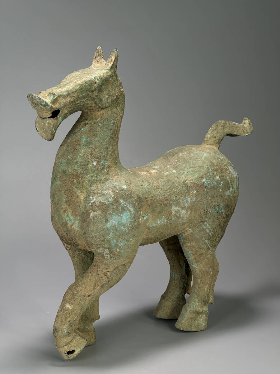 05UN10 中国美術 青銅器 銅製 馬像 置物 時代 唐物 古物 拍卖