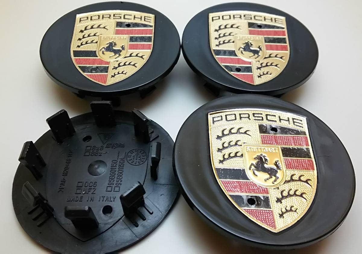 ポルシェ ホイールキャップ 65mm 黒金 4個 OEM 社外 マカン ケイマン 928 356 914 944 718 911 カイエン パナメーラ ボクスター マカン 拍卖