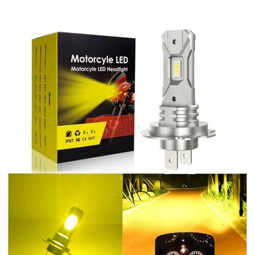 バイクにも最適 H7 LED ヘッドライト 車 バイク イエロー 黄色 12V 直流車用 爆光 バイク用 車用 ファンレス バルブ 1個拍卖