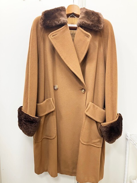 ☆MaxMara マックスマーラ カシミヤコート ブラウン色 40サイズ ファー ロングコート アウター☆拍卖