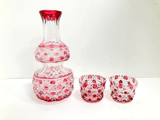 ☆切子グラス 徳利 お猪口 ペア 冷酒グラス 切子 カットガラス 酒器セット☆拍卖