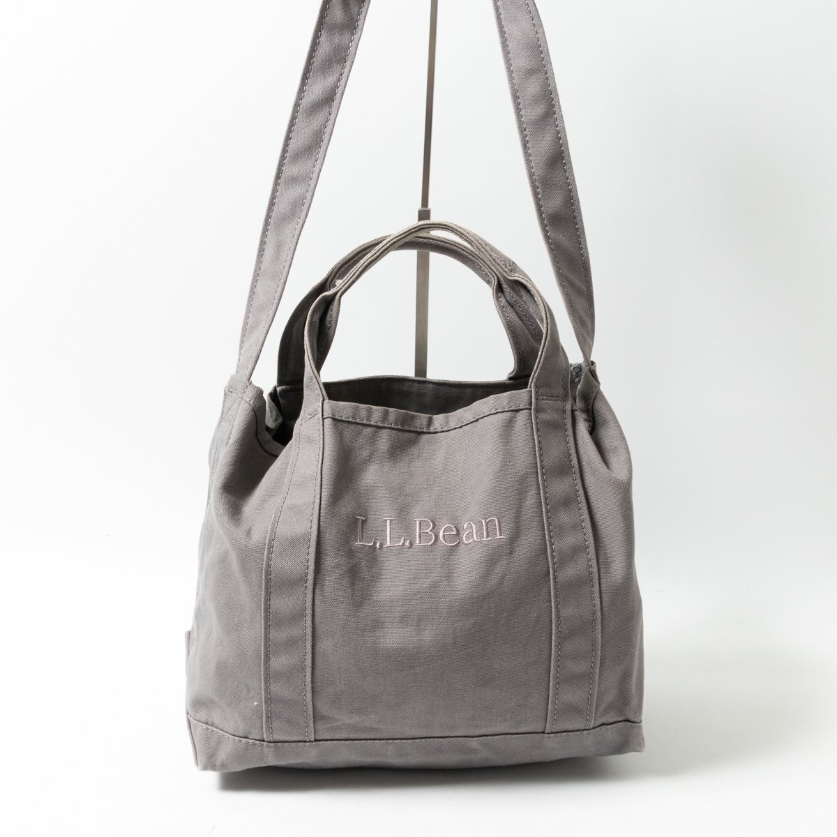 【1円スタート】L.L.Bean エルエルビーン トートバッグ ショルダーバッグ 2WAY グレー ロゴ刺繍 コットン100% カジュアル かばん bag拍卖