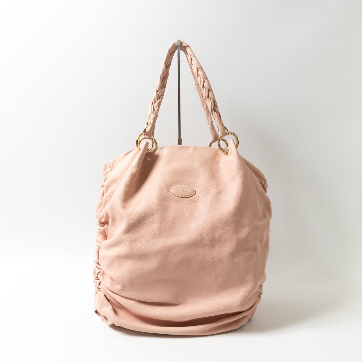【1円スタート】TOD'S トッズ トートバッグ レザー 本革 ピンク ゴールド レディース 手さげ きれいめ カジュアル 大容量 bag 鞄 かばん拍卖