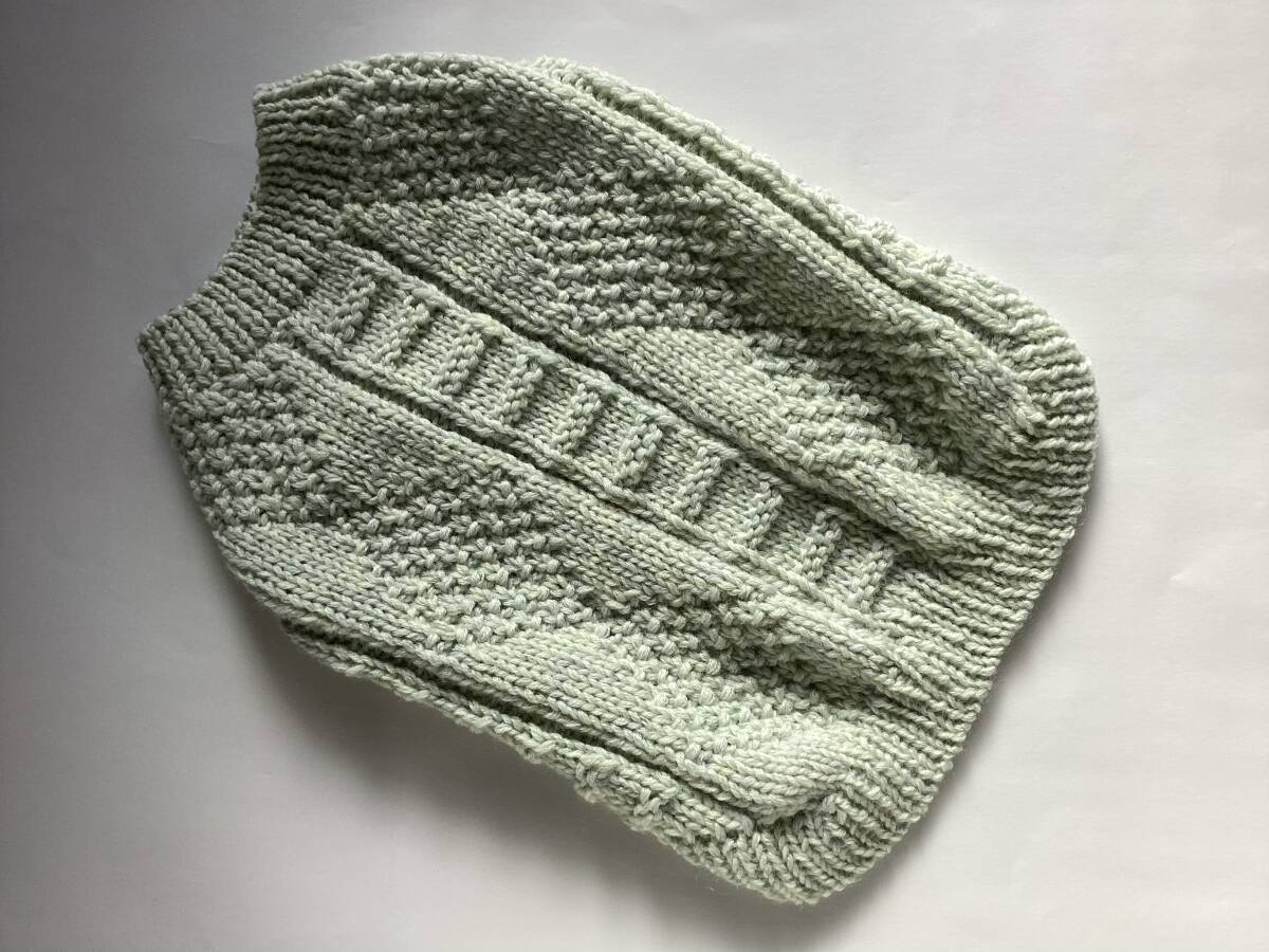21 ハンドメイド ペパーミントグリーン セーター ケーブル模様 サイズ大きめ 胴44拍卖