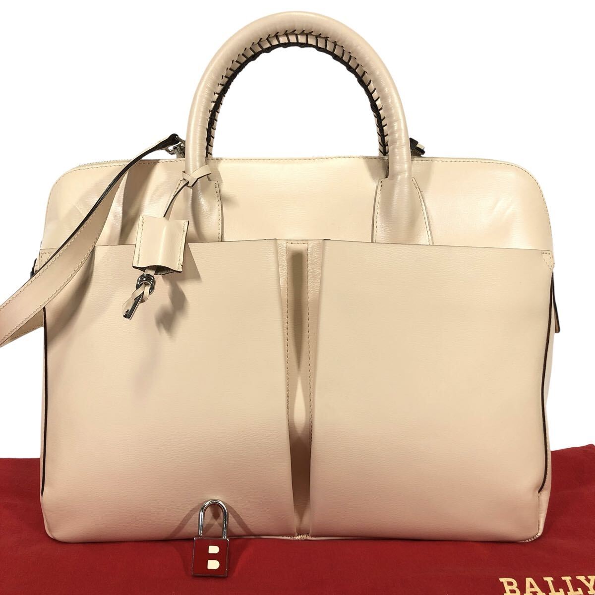 美品【バリー】本物 BALLY ビジネスバッグ 2way ショルダーバッグ トートバッグ 南京錠 鍵付 レザー メンズ レディース イタリア製 保存袋拍卖