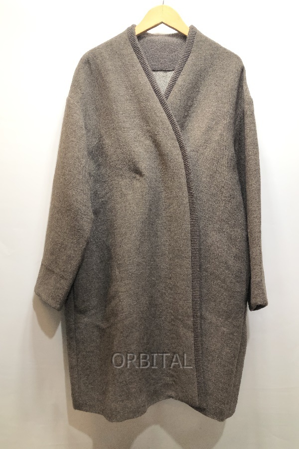 経堂) アーツ&サイエンス ARTS&SCIENCE はおり 羽織り コート ノーカラー リネン ヤク ウール 063-L165-328 グレージュ拍卖