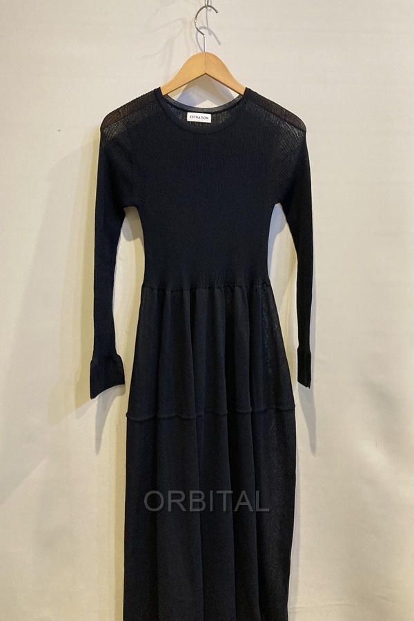 二子玉)ESTNATION エストネーション 25SS オーガンジーワンピース 定価41,800円 シアーニット 51-109-11-030292 レディース F拍卖