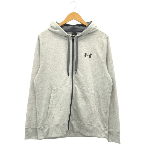 古着 メンズMD UNDER ARMOUR/アンダーアーマー スウェットジップパーカー スポーツウェア カジュアル フード グレー/ダークグレー MTR1409拍卖