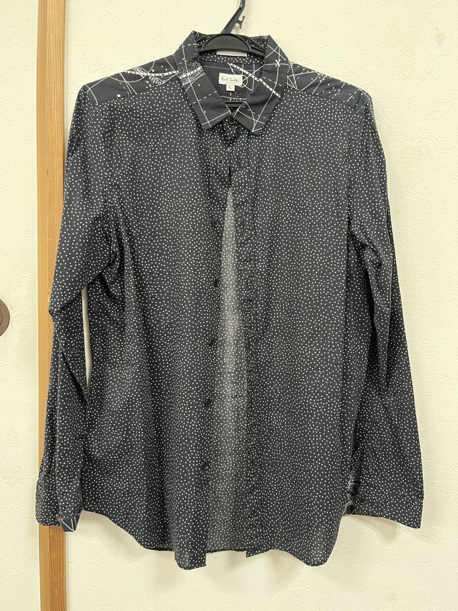 ポールスミス 総柄シャツ ネイビー サイズL クリーニング済み拍卖