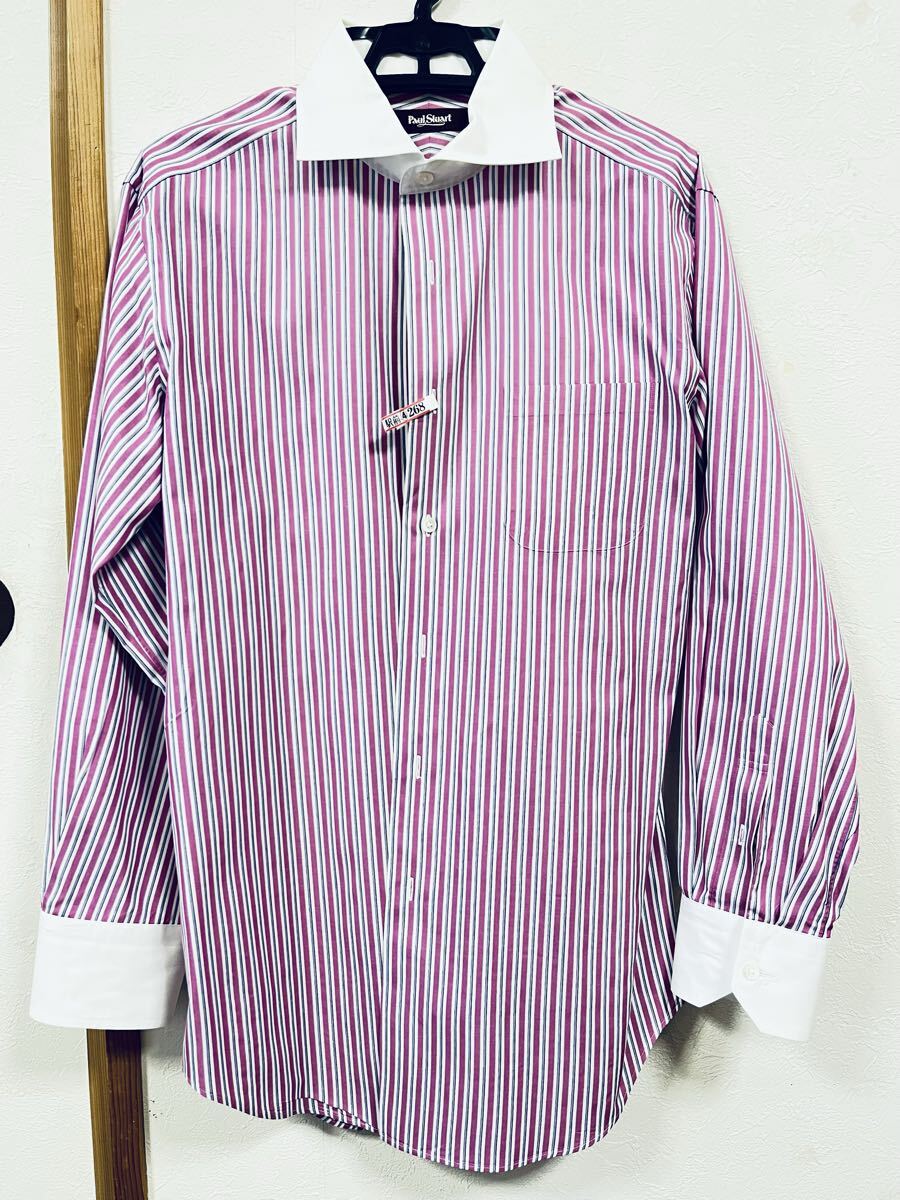 ポールスチュアート クレリックシャツ ドレスシャツ ピンク系 Mサイズ程度 美品 クリーニング済み拍卖