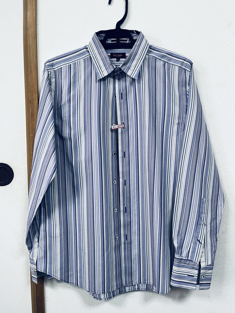 ポールスミス コレクション ドレスシャツ マルチストライプ パープル系 サイズM 美品 クリーニング済み拍卖