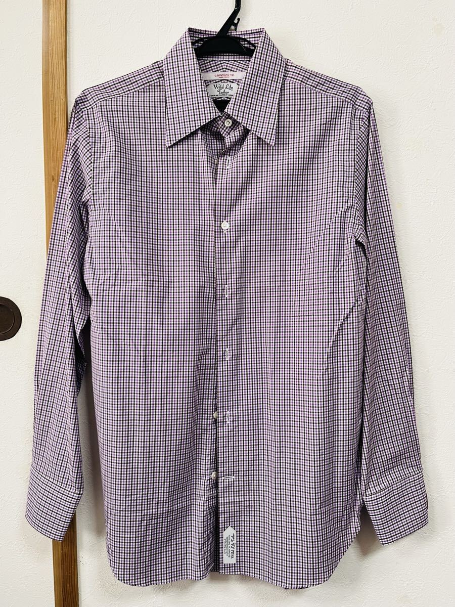 ワイルドライフテーラー アダムエロペ カジュアルシャツ パープル系チェック サイズM拍卖
