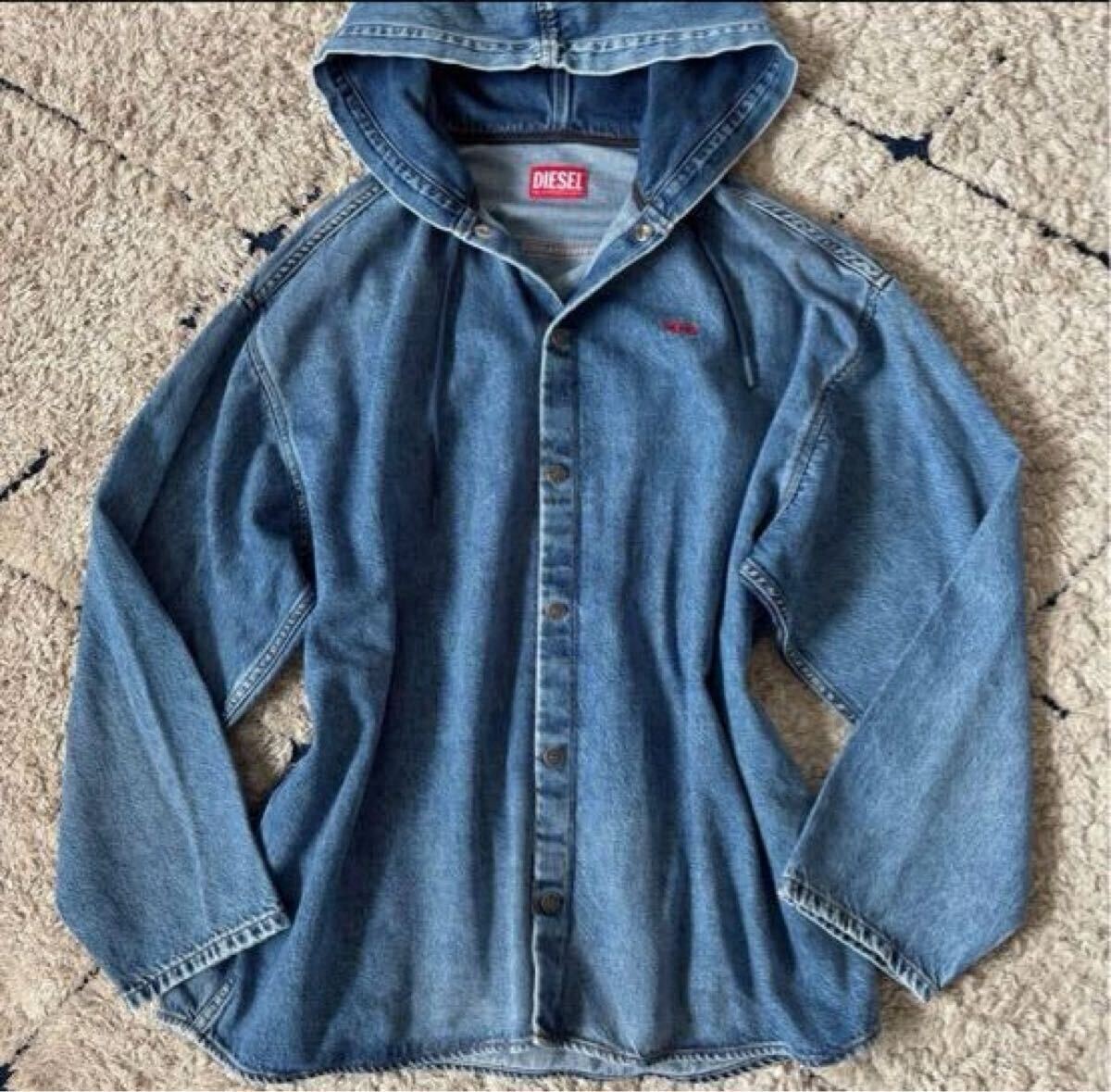 美品◆DIESEL ディーゼル デニムジャケット D-Dewny-Hood デニムパーカー ブルゾン フード Gジャン インディゴ ロゴ ブルー カバーオール拍卖