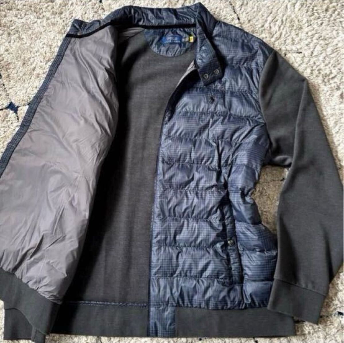 美品◆XXLサイズ!!Polo Ralph Lauren ポロラルフローレン ジャケット 切替 ドッキング 中綿 千鳥 ブルゾン キルティング 刺繍 現行タグ拍卖