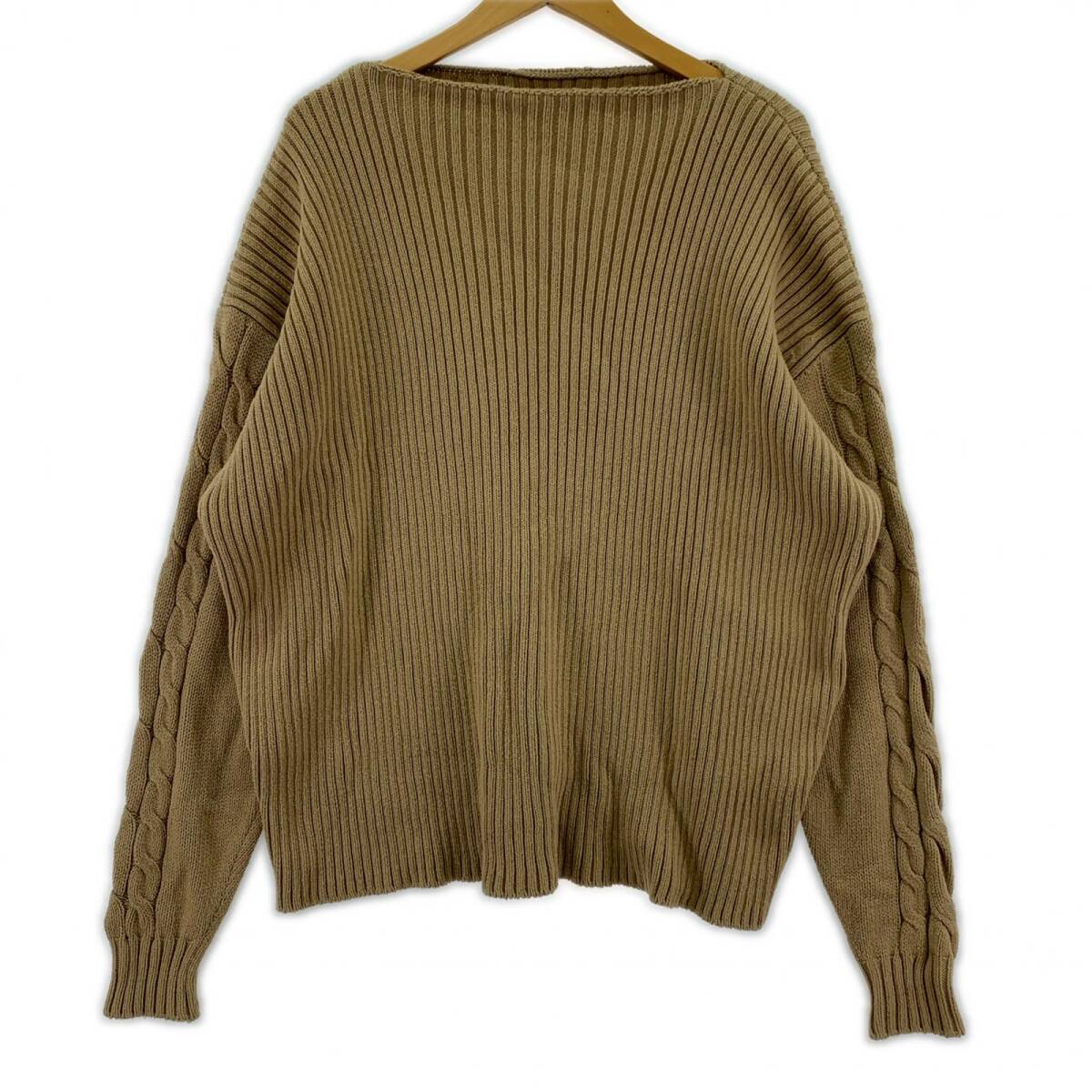 STUDIOUS ステュディオス ケーブル編み切替 ニット size0/キャメル拍卖