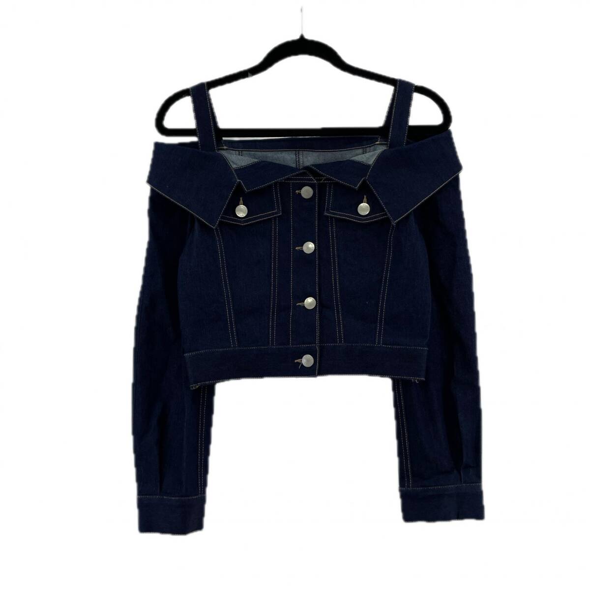 eimy istoire エイミーイストワール オープンショルダー デニム ジャケット ブラウス sizeF/インディゴ拍卖