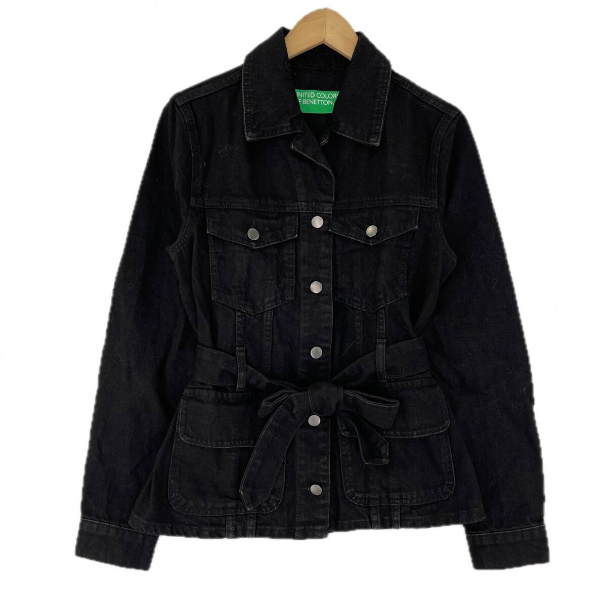 UNITED COLORS OF BENETTON ユナイテッドカラーズオブベネトン ベルテッド デニム ジャケット sizeS/CH/ブラック拍卖