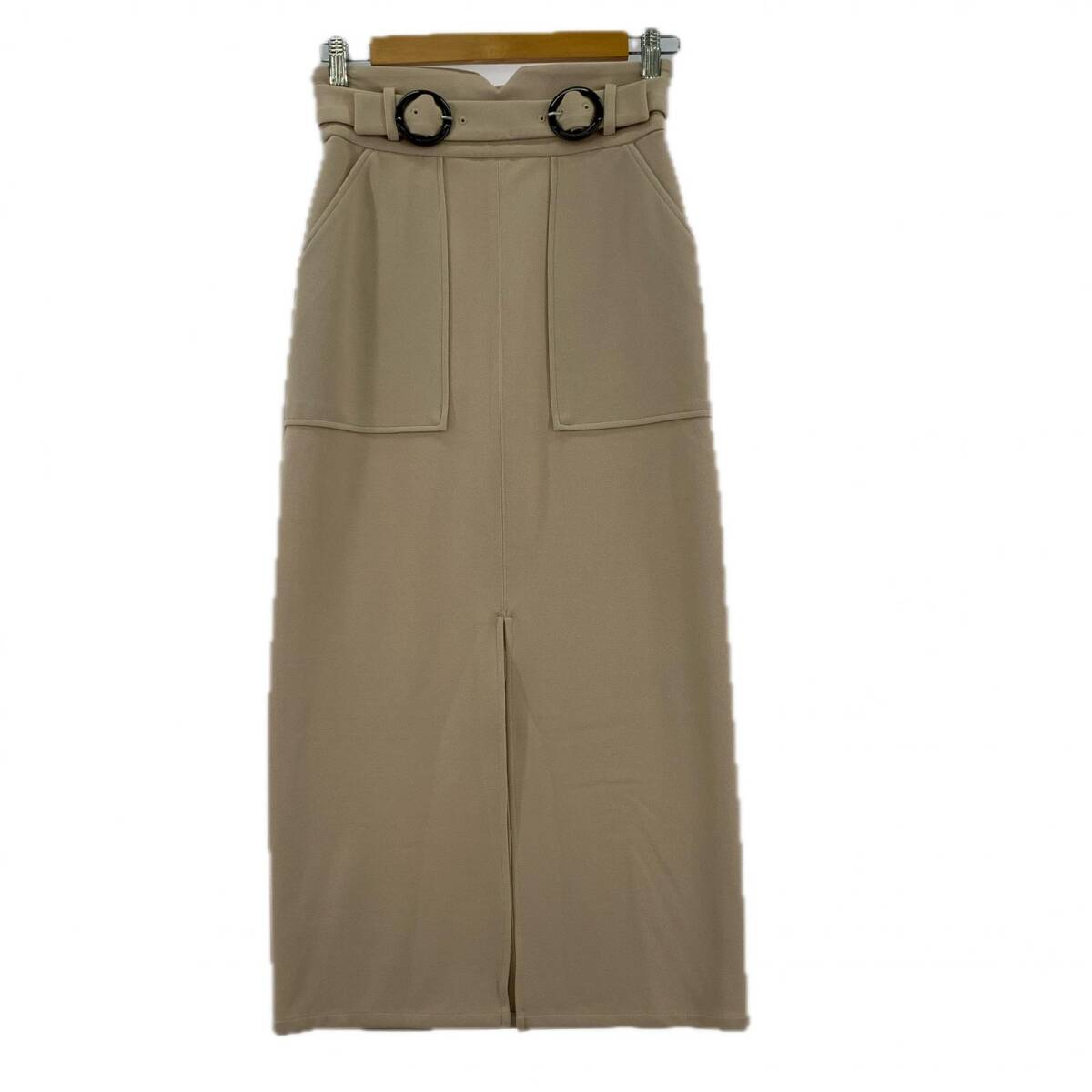 美品 MURUA ムルーア タグ付き ハイウエスト タイト スカート size2/ベージュ拍卖