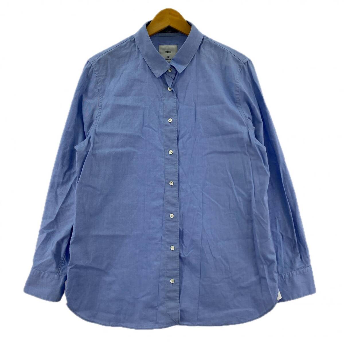 INED イネド レギュラーカラー 長袖シャツ size17/サックス拍卖