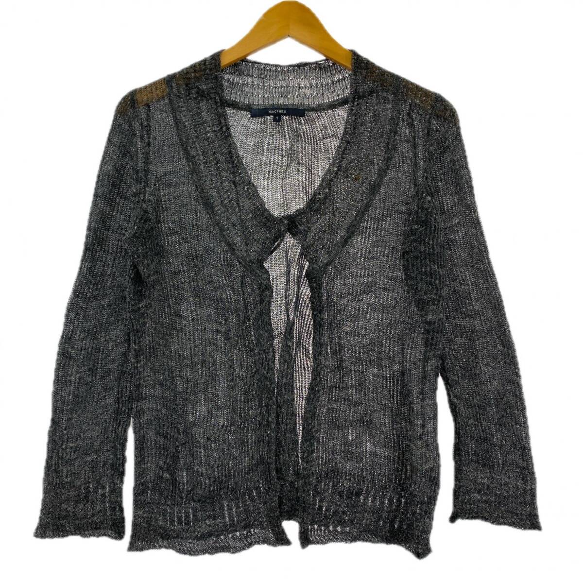 MACPHEE マカフィー トゥモローランド シアーニット カーディガン size1/ダークグレー ゆうパケットOK拍卖